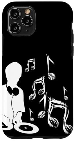 DJ con tocadiscos y partituras, drum and bass, techno Carcasa para iPhone 11 Pro
