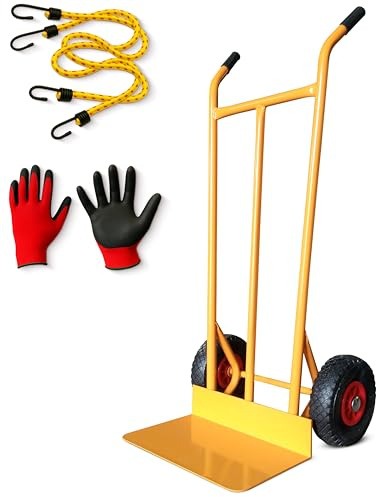 Carretilla de Mano 300 kg Industrial con Estructura de Acero y Ruedas reforzadas neumaticos hinchables Carro de Reparto Carga Cajas almacen Muebles Jardin y Obras Carrillo de Seguridad