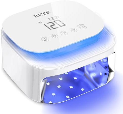 Lampade UV LED wireless BETE 60W - Asciugatore per smalto gel ricaricabile con sensore automatico, 30 perle e 4 regolazioni del timer portatile per uso domestico/salon Bianco