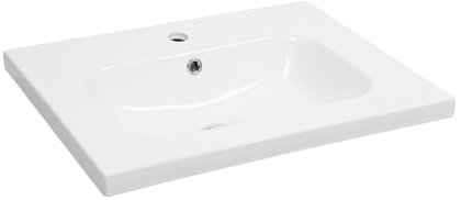 NUESTRA VIDA Lavabo en Céramique à Encastrer 61×46×15 cm, Vasque à Encastrer 70 Lavabo Salle de Bain, Rectangulaire, Blanc Brillant