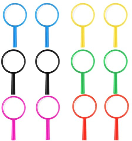 12PCS Mini Handheld Magnifying Glasses: Colourful Magnifiers for Party Bag Fillers, Nature Exploration & Crafts