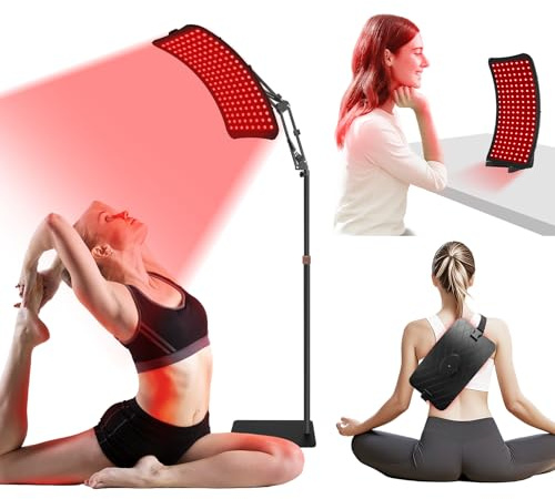 Veefy Red Light Therapy Device – 660nm Red & 850nm Infrared LED Lamp for Face & Body, Versatile Design with Stand, Legs & Strap, Well-Made and Easy to Use (Black)