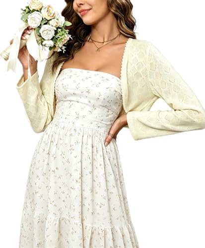 Enjyam Elegant Långärmad Damsjal i Stickat Utan Knappar, Beige, M