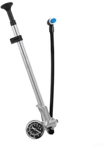 Aluminum Alloy High Pressure Shock Pump for Bikes 300 PSI Suitable for Front Forks, Rear Suspension, and Tyre Inflation (Silver)