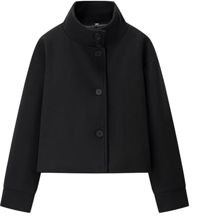 Generisch Wollmantel Damen Winter Mit Knöpfen Wintermantel Damen Kurz Warm Übergangsjacke Elegant Stehkragen Winterjacke Dicke Wolljacke Frauen Kurzmantel Wolle Trenchcoat Einfarbig Damenmantel