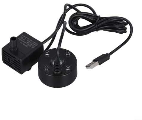 Brumisateur USB avec pompe à eau intégrée et lumières LED 4 couleurs, vaporisateur de bassin 5 V pour fontaine à eau, humidificateur d'aquarium intérieur, fontaine de jardin, brumisateur (noir)