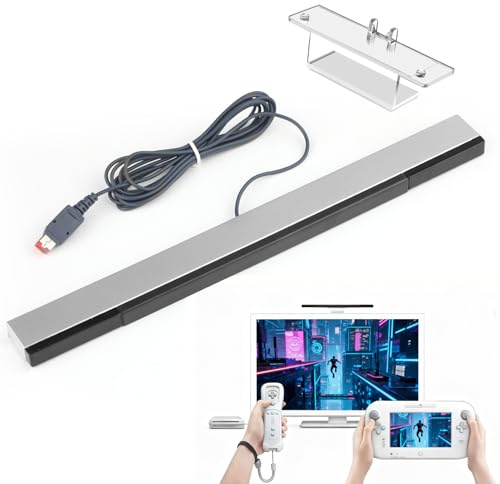 Stalora Capteur Infrarouge Sensor Bar Filaire pour Nintendo Wii et Wii U, Capteur Wii Infrarouge avec Récepteur USB et Support Adhésif,Accessoires de Console de Jeux, Compatible PC et Télévision