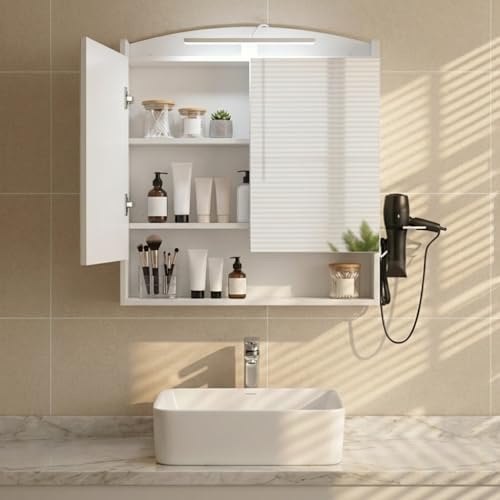 DazzlerE Mobile sottolavabo, contenitore da bagno, mobile a 2 ante con ripiano, 30 x 60 x 60 cm, bianco