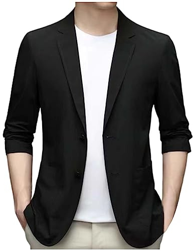 Kostym kavaj herr slim fit lätt elegant affärsjacka enfärgad män sommarjacka med knapp och fickor kostymjacka casual herrjacka klassisk bröllopsjacka för vardag sommar