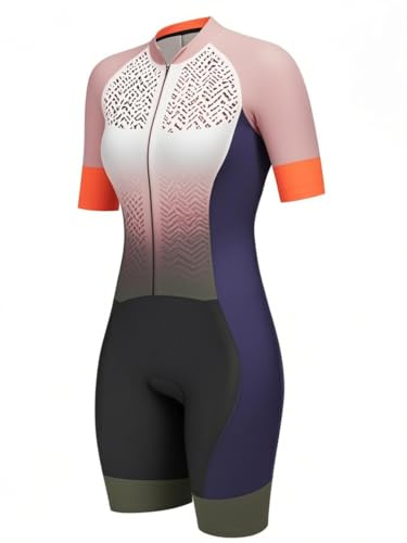 Combinaison de cyclisme de triathlon pour femme - Combinaison de cyclisme à manches courtes - Respirante - XS-2XL, multicolore, Small