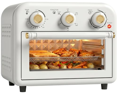 HOMCOM Ugn varmluftsfritös, 12 L, 1 200 W, gräddfärgat stål