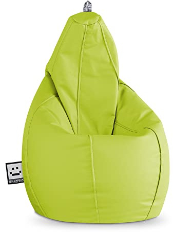 HAPPERS Puff Pera para Salón y Dormitorio con Relleno | Polipiel Alta Resistencia | Sillón Relax Ergonómico Infantil y Juvenil | Puff para Leer y Jugar | Verde 130x75 XL