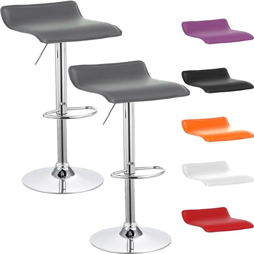 Beltom® 2 SGABELLI da Bar E Cucina con PENISOLA Regolabili in Altezza Sedia Girevole per PIZZERIE Pub RISTORANTI Hotel Soggiorno Ufficio - Modello Wave - X2-Grigio