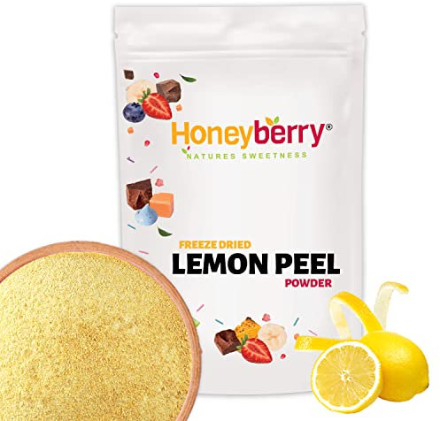 Polvere di Scorza di Limone Liofilizzata 100g - Polvere di Frutta Liofilizzata - Polvere di Buccia di Limone Disidratata per Dolci, Frullati, Yogurt e Tè - Naturale Senza Aggiunta di Conservanti