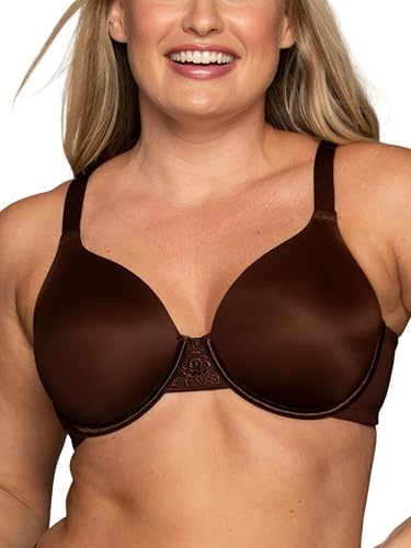 Vanity Fair Women's Full Figure Beauty Back Smoothing Bra, 4 Way Stretch Fabric, Lightly Lined Cups Up to H, Opaque, Underwire-Cappuccino, 36D