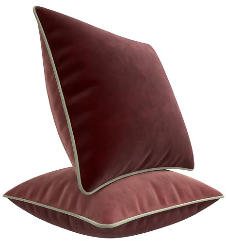 Blau Marité Set de 2 Fundas Cojín Terciopelo. Fundas Cojines Decorativos. Funda Cojin Sofa Terciopelo. Cojin Cama. Cojines salón. Relleno no Incluido. (Berenjena, 45x45cm)