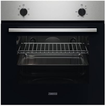 Zanussi ZOHNB0X2 Horno Multifunción, 5 funciones, Reloj programador electrónico, Limpieza fácil, Mandos Fijos, Display LED, Antihuellas, Inox, Clase A, 65 Litros