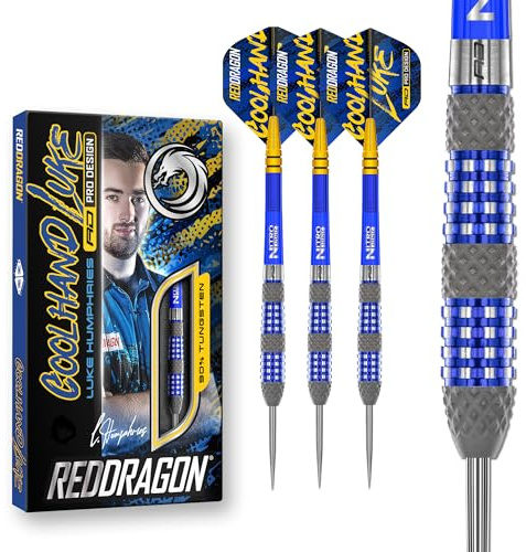 RED DRAGON Darts – Luke Humphries 'Coolhand' TX2 Original | 22g Steel Tip Darts | Professional Darts | 90% Tungsten Darts with Flights & Shafts