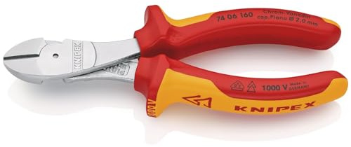 Knipex 74 06 160 SB VDE Isolierter Seitenschneider mit hoher Hebelwirkung, 160 mm