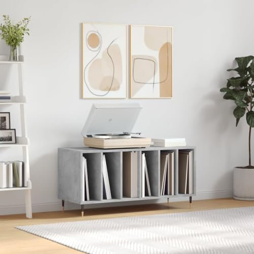Homgoday Möbel skivor plywood grå betong 100 x 38 x 48 cm, CD-hylla garderob stående hylla förvaring möbler böcker dekorativa hem förvaring för DVD Type2