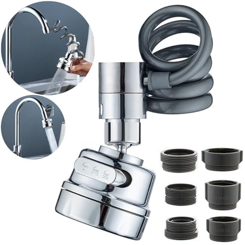 Robinet à Rallonge avec Tuyau Flexible pour Cuisine, Évierr Extension Robinet Mousseur avec 3 Modes, Aérateur de Robinet 360° Pivotant, Embout Robinet Barboteur, Filtro para Baño Lavabo con Adaptador