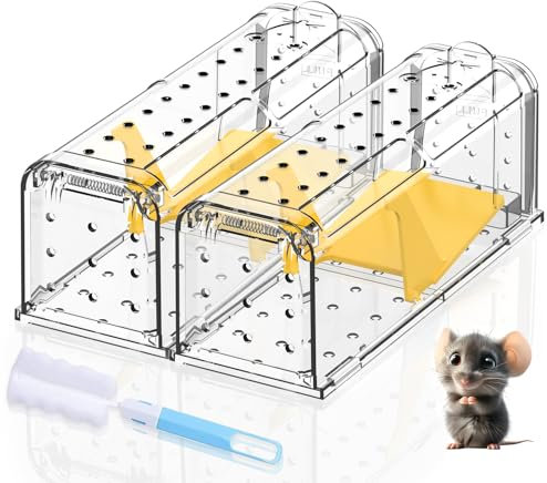 Lebendfalle für Maus Mausefalle Lebend 2er Set: Hochsensibel Mäusefallen mit 66 Luftlöchern, Sicher und Effektiv, Robustem und Langlebigem, Einfach zu Bedienen, Wiederverwendbare Mäusefalle