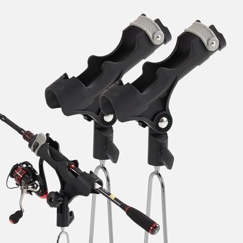 Hitorhike Fishing Rod Holder for Ground and Bank Fishing, No Tools Required Adjustable Fishing Rod Holder with Gentle Grip, Heavy Duty Rod Stand for Shore Fishing (Universal, 2)
