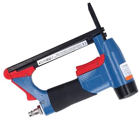 FILFEEL Luftdriven Häftpistol, PVC-handtag, 140 Häftklamrar, 2 Munstycke, Frigöringsbrytare, Säkerhetsbrytare, Pneumatisk Klädselhäftare 1/4-5/8 Tum, för Möbler, Golvdekoration,