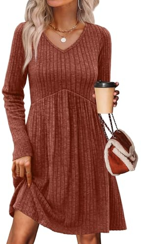 OFEEFAN Dresses for Women 2025 Elegant Classy Plus Size Fall Dresses Boho Dress Cowboy Chic School Outfits Knee Length Casual Dress Halloween Caramel Brown 2XL