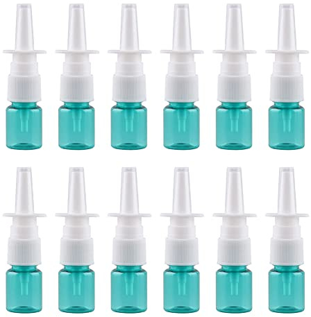 REYIN-CHHN 12 × 5 ml nässprayflaskor i plast tomma näspump, sprayer, påfyllbar, fin dimma atomiserare, resor, eterisk olja, provflaskor, kosmetisk makeup, parfymbehållare