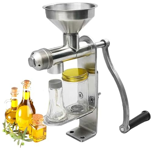 Nut and Seed Oil Expeller, Stainless Steel Manual Oil Press Machine for Home, Cold/Hot Press Maker for Walnut Linseed Almond Rapeseed Sesame - Commercial Oil Extractor