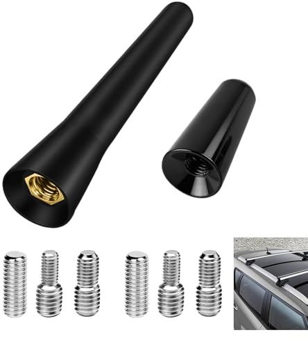 Mini antenna per autoradio, 3 cm e 6,5 cm, antenna universale AM/FM, antenna per auto con anima in acciaio inossidabile impermeabile, facile installazione con viti M4, M5, M6 per auto, camion e altro