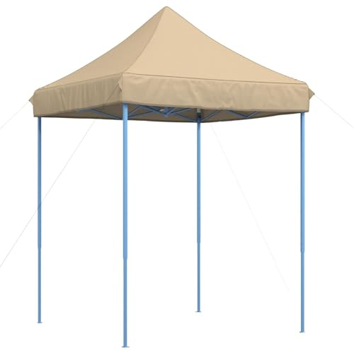 vidaXL Tenda Party Beige 200 x 200 x 306 cm Tessuto Oxford, Padiglione da Giardino, Tenda Pieghevole, Ombra Moderna, Rifugio per Eventi, Festival in Cortile