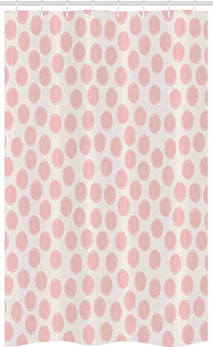 ABAKUHAUS Retro Schmaler Duschvorhang, Hand gezeichnete Punkte im Rosa, Badezimmer Deko Set aus Stoff mit Haken, 120 x 180 cm, Kokosnuss und Blush