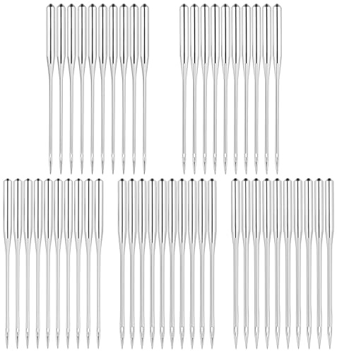 50 Pcs Sewing Machine Needles, 5 Sizes 65/9, 75/11, 80/12, 90/14, 100/16 Universal Machine Needles, Sharp Sewing Needles for Home Sewing Machine