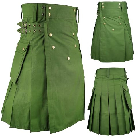 McWilliams Kilts för män, aktiv män deluxe svart sport verktyg kilt, skotsk män kostym, gRÖN, 38 SE