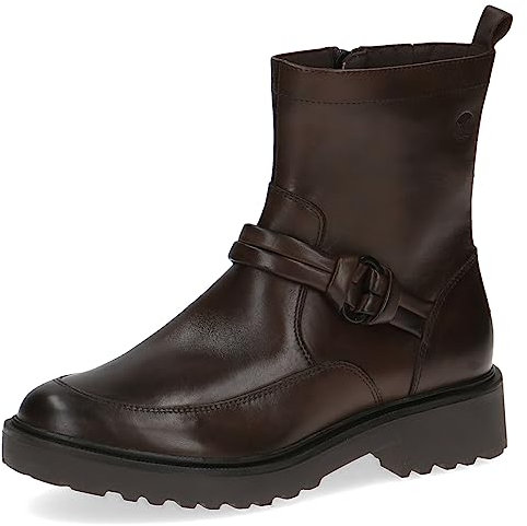 CAPRICE Damen Stiefeletten ohne Absatz Memotion aus Leder Flach Weite G, Braun (Dk Brown Nappa), 39 EU