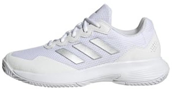 adidas Damen Gamecourt 2.0 Tennis Shoes Tennisschuhe, Silver Metallic/Cloud White, 41 1/3 EU