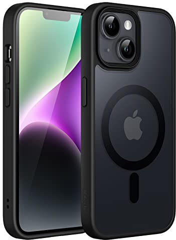 JETech Magnetic Case for iPhone 14 6.1-Inch Compatible with MagSafe, Translucent Matte Back Slim Shockproof Phone Cover (Black)
