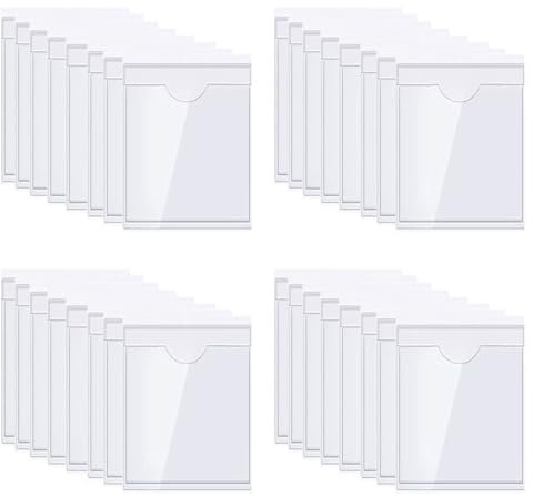 120 Stück Visitenkartentaschen Selbstklebend Transparent mit Daumenausstanzung oben, Selbstklebende Etikettenbeutel, Transparenter Kreditkartenhalter, Etiketten Kartenhalter(Size:12.7 * 16.5CM)