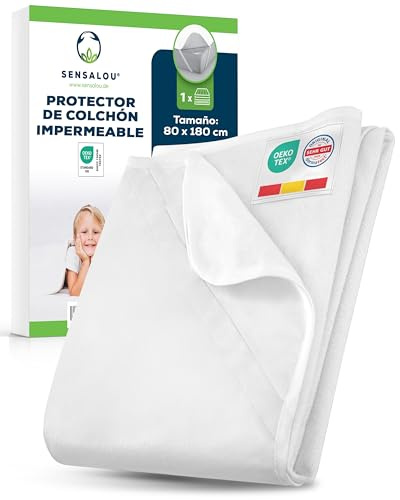 Sensalou Coprimaterasso impermeabile 80x180 cm letto per bambini junior – Antiallergico, Antiacaro e traspirante – Protezione da acari, sudore e urina