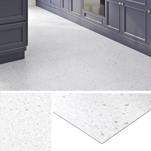 Livelynine Pavimento Adesivo per Interni Effetto Marmo Grigio Chiaro Piastrelle Adesive Pavimento Effetto Granito 30x30 32-Piastrelle Pavimento PVC Adesivo Bagno Cucina Rivestimento Pavimento Interno