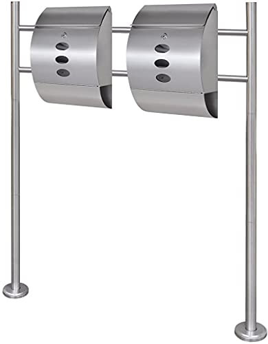 Homgoday Boîte aux lettres double sur support en acier inoxydable Type 2 Maison et jardin