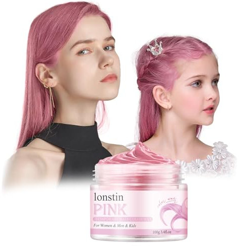 Couleur de cheveux temporaire lavable, couleur de cire de cheveux temporaire cire cheveux naturels baume pour les femmes et les hommes partie cosplay Halloween Noël (Couleur rose, Couleur rose)