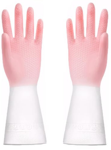 HSYTEK Gants de protection chimique de qualité supérieure : résistants à l'huile, à la graisse, aux acides et aux solvants ; résistants à l'abrasion et sensibles (rose)