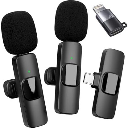 Qhot Wireless Lavalier Microphone for iPhone, iPad, ios Phone, Mini Lapel Mic with Noise Reduction and Crystal Sound for Video Recording, Vlogging, TikTok, YouTube