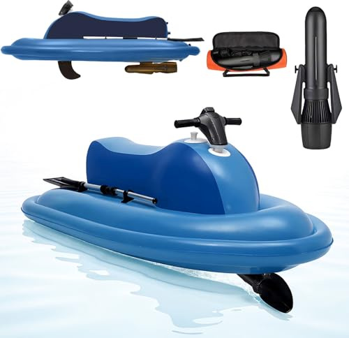 Moto acuática inflable de verano con scooter submarino (motor de 700 W, batería extraíble), bote inflable eléctrica de 150 kg para adultos, con bolsa de almacenamiento para propulsor,500W16A