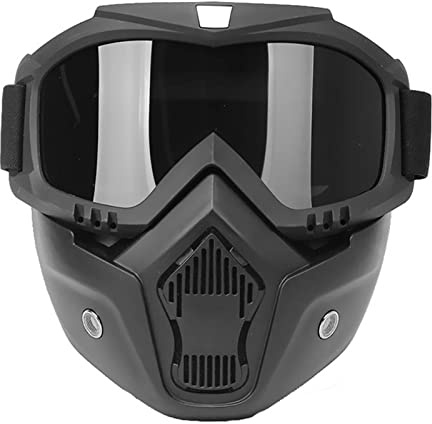 Maschera per moto con occhiali ad alta definizione, bocca per casco aperto, protezione per gli occhi da motocross, antivento, antisabbia, antiriflesso, traspirante, con fascia elastica regolabile, di