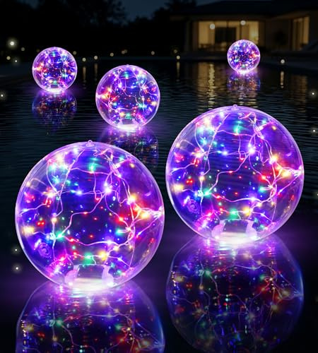 LuxBlue Luci per Piscina Solari, 38cm Luci LED Piscina Galleggianti Gonfiabile, Sfera Luminosa per Piscina a Illuminazione Colorata, IP68 Impermeabile Lampade per Piscina, Giardino, Festa - 2PCS