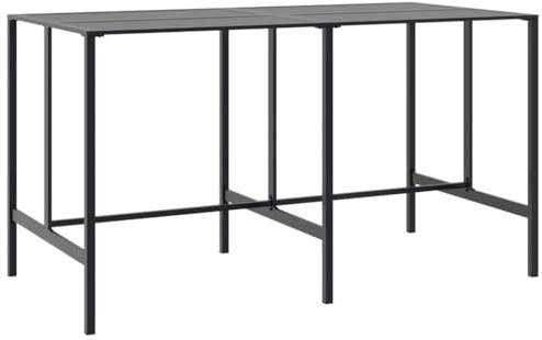 Mhdvray Bartisch Schwarz 200x100x110 cm aus pulverbeschichtetem Stahl Modernes Lattenrost Design Robust und witterungsbeständig für Garten Balkon Terrasse und Indoor Outdoor Lounge